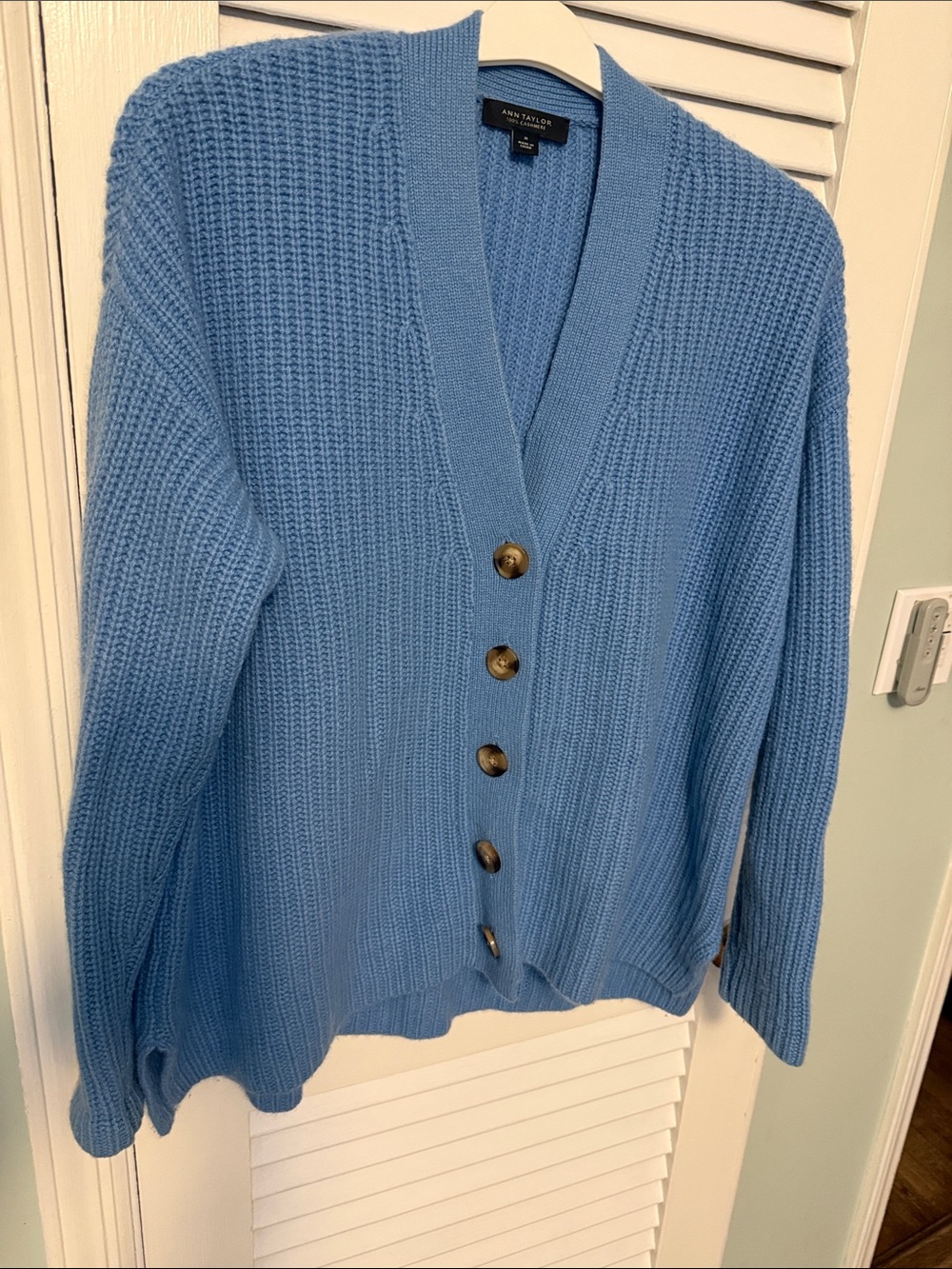 Ann Taylor Cashmere V-Neck Button Knit Cardigan